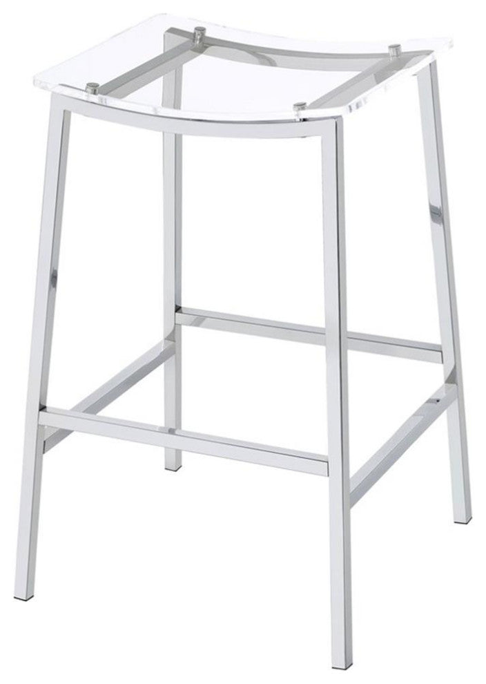 Pemberly Row Metal Acrylic Backless Bar Stools Clear and Chrome