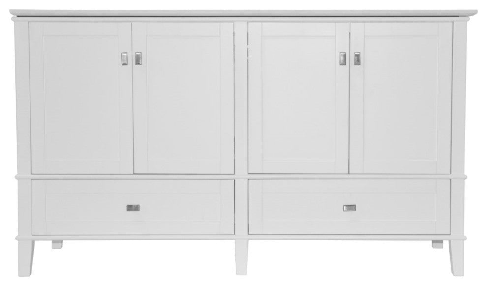 61" Double Vanity, White With Engineered Stone Top