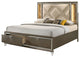 Benzara BM252712 Full Bed With 2 Drawers and Padded Headboard, Brown