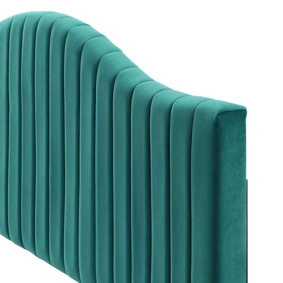 Tufted Headboard, Full Queen Size, Velvet, Teal Blue, Modern Contemporary