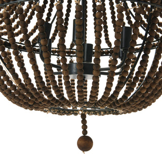 Draped Wood Bead Chandelier, Espresso, 32.25
