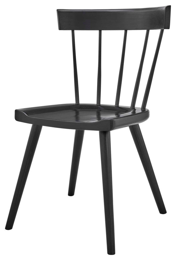 Side Dining Chair, Set of 2, Black, Wood, Modern, Cafe Bistro Hospitality
