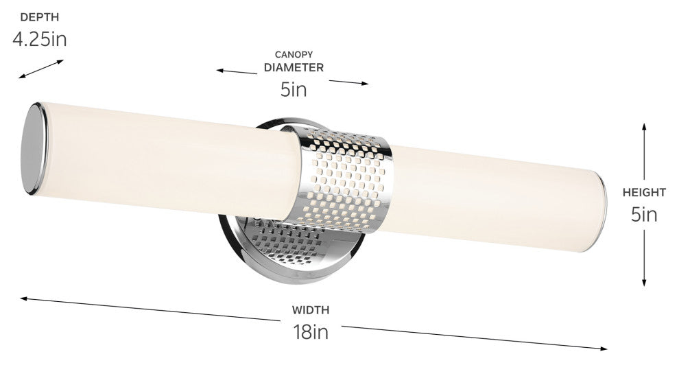 18" Bath Bar Small LED With White Glass