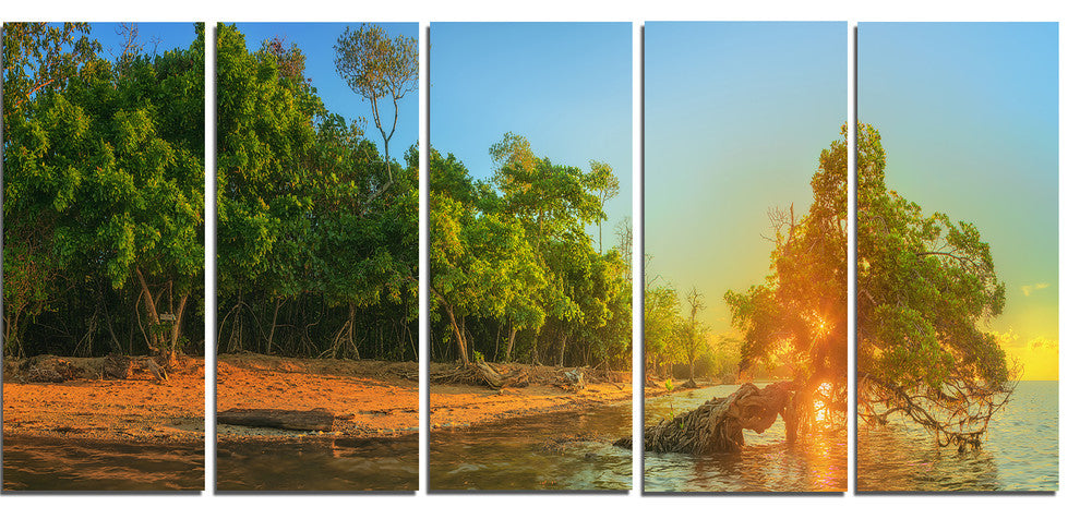 "Beautiful Thailand Tropical Beach" Landscape Wall Art Print, 5 Panels, 60"x28"