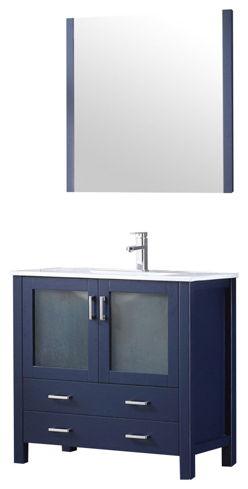 Volez Transitional Navy Blue 36" Single Vanity Set