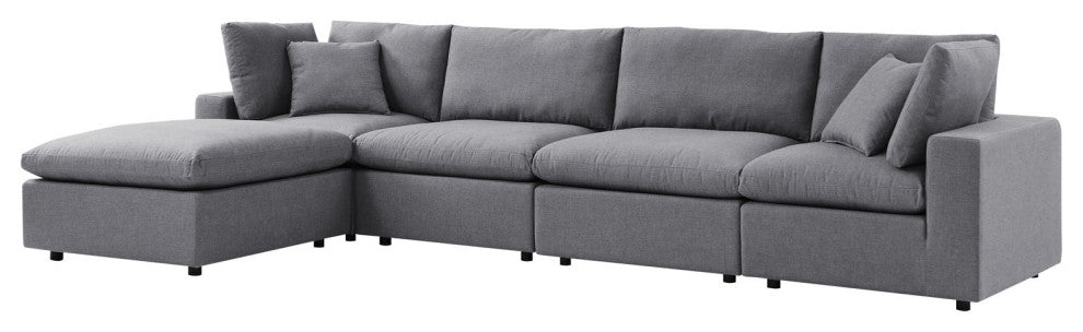 Modular Lounge Sectional Deep Sofa Set, Sunbrella, Gray, Modern, Outdoor