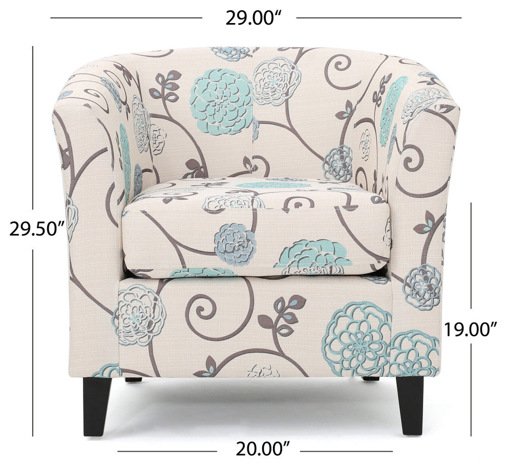GDF Studio Palisades White and Blue Fabric Club Chair
