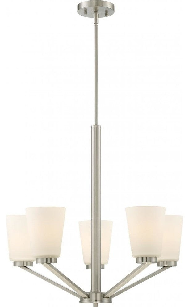 Nome 5 Light Chandelier Fixture - Brushed Nickel Finish