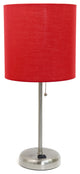 Limelights Stick Lamp With Charging Outlet and Fabric Shade, Red Shade