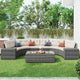 8 Pieces Outdoor Wicker Curved Patio Sectional with Coffee Table and Cushions, Beige
