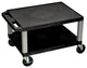 Luxor Tuffy Black 2-Shelf AV Cart With Nickel Legs and Electric, 16"