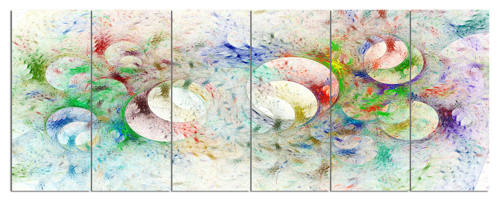White Fractal Ornamental Glass, Abstract Canvas Art Print, 70"x28", 6 Panels