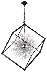 Starburst 20 Light Chandelier With Chrome & Black Finish