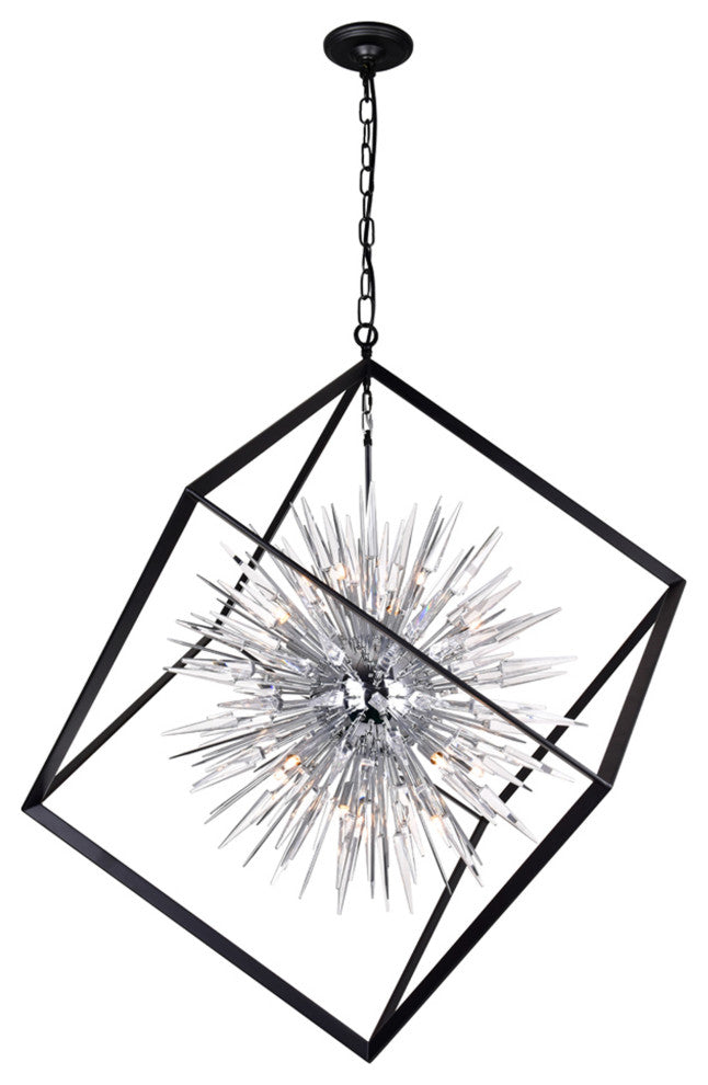 Starburst 20 Light Chandelier With Chrome & Black Finish