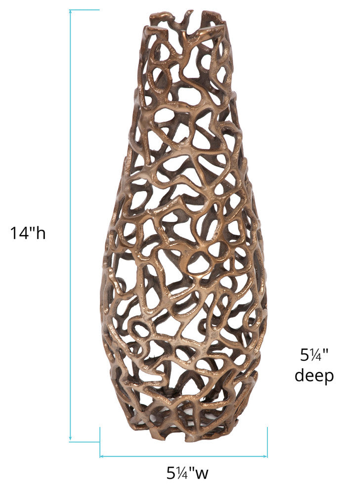 Bronze Aluminum Branch Vase, Small