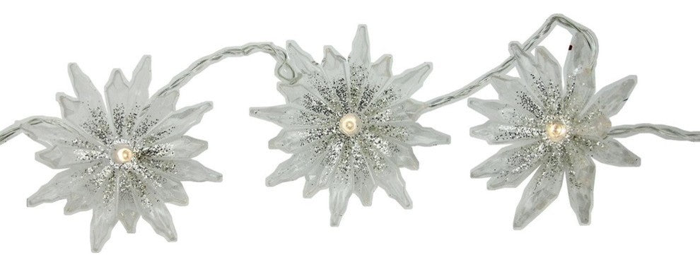 Set of 20 Battery Operated Warm Clear LED Chrysanthemum Christmas Lights