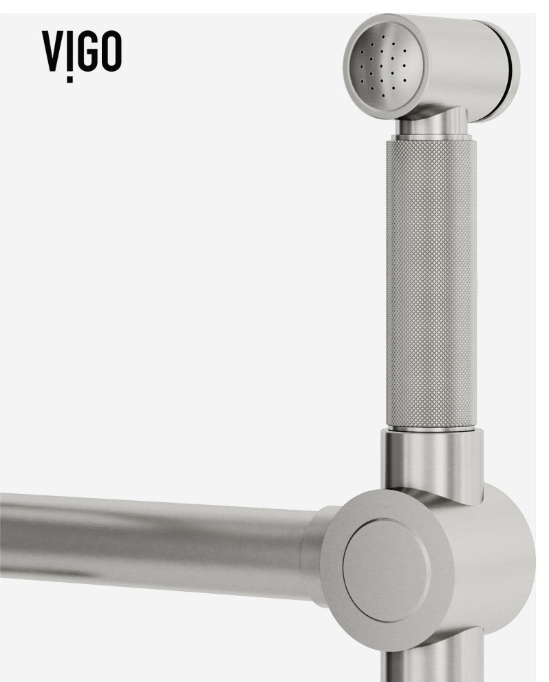 VIGO Cass 13" H Widespread Pull-Out Sprayer Kitchen Faucet, Stainless Steel