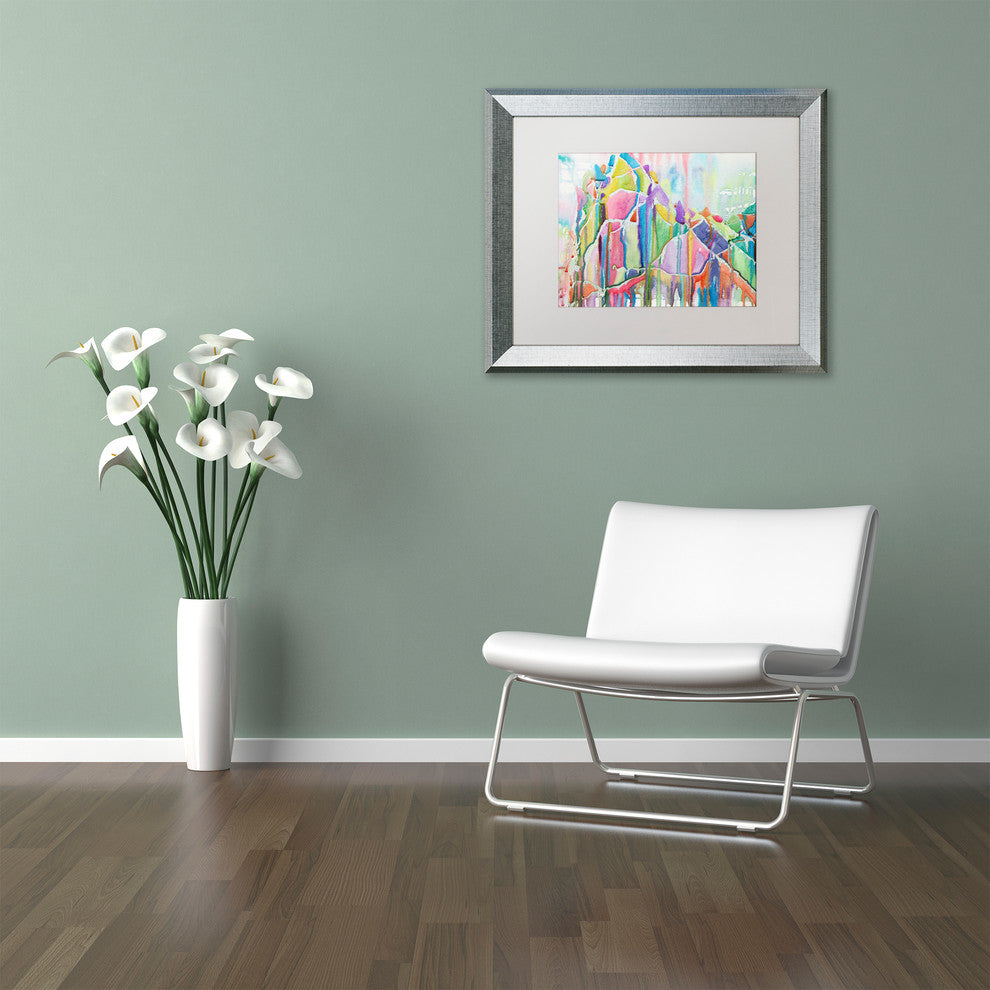 Lauren Moss 'Glint of Gold' Art, Silver Frame, White Matte, 14"x11"