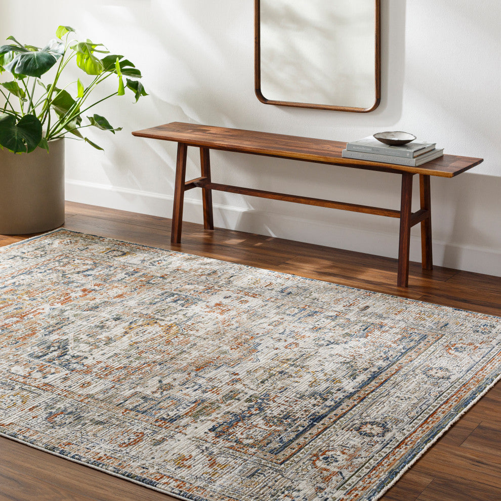 Surya Edmonton EDO-2301 Machine Woven Area Rug, Cream, 5'3" x 7'