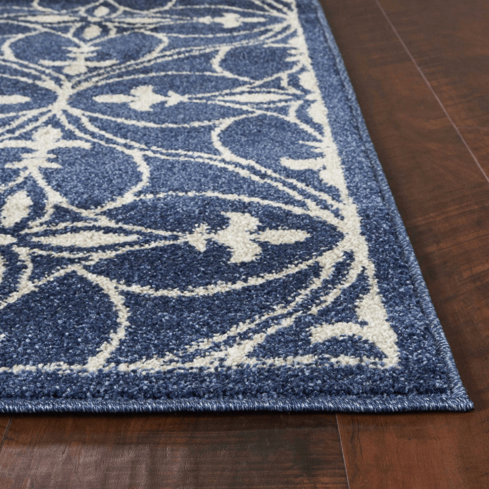 2' X 3' Blue and Ivory Area Rug