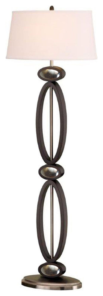 Infinity 61" Dark Walnut, Espresso and Brushed Steel Modern Floor Lamp