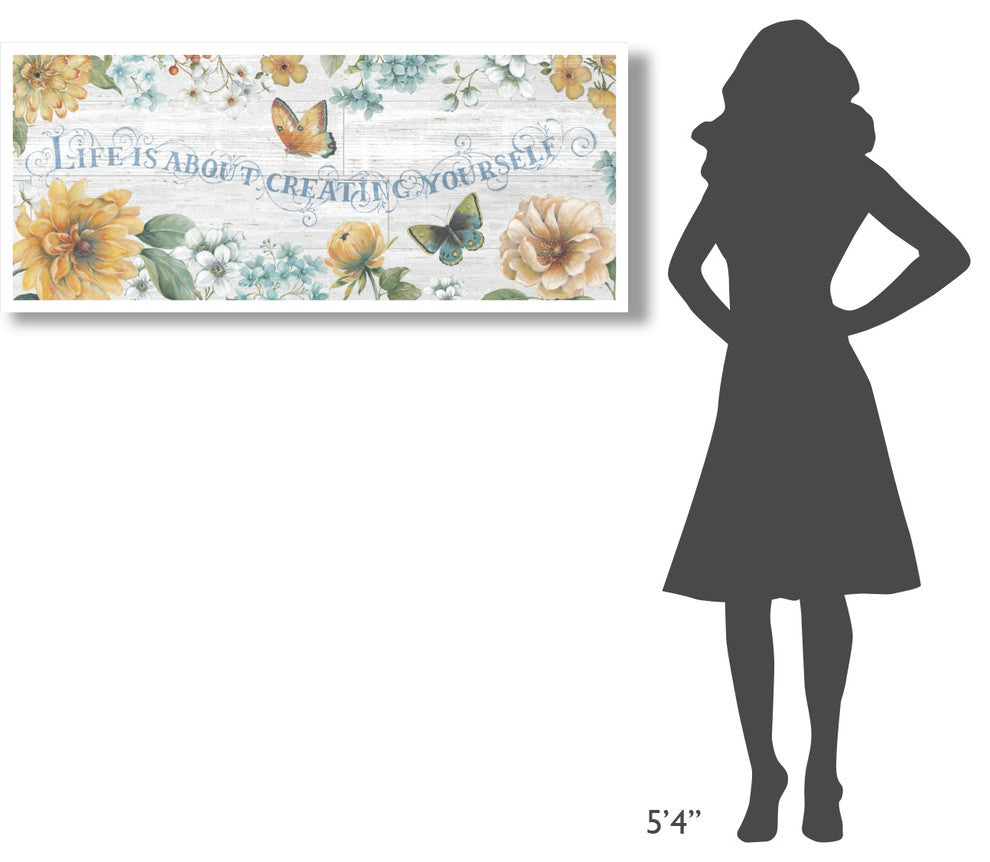 "Butterfly Bloom IV on Wood Gray" Paper Print by Daphne Brissonnet, 52"x22"
