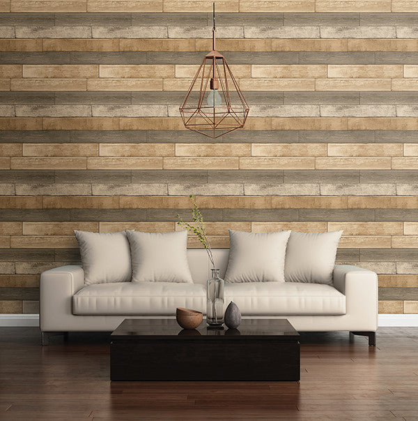 Weathered Wood Plank Wallpaper, Wheat, Bolt