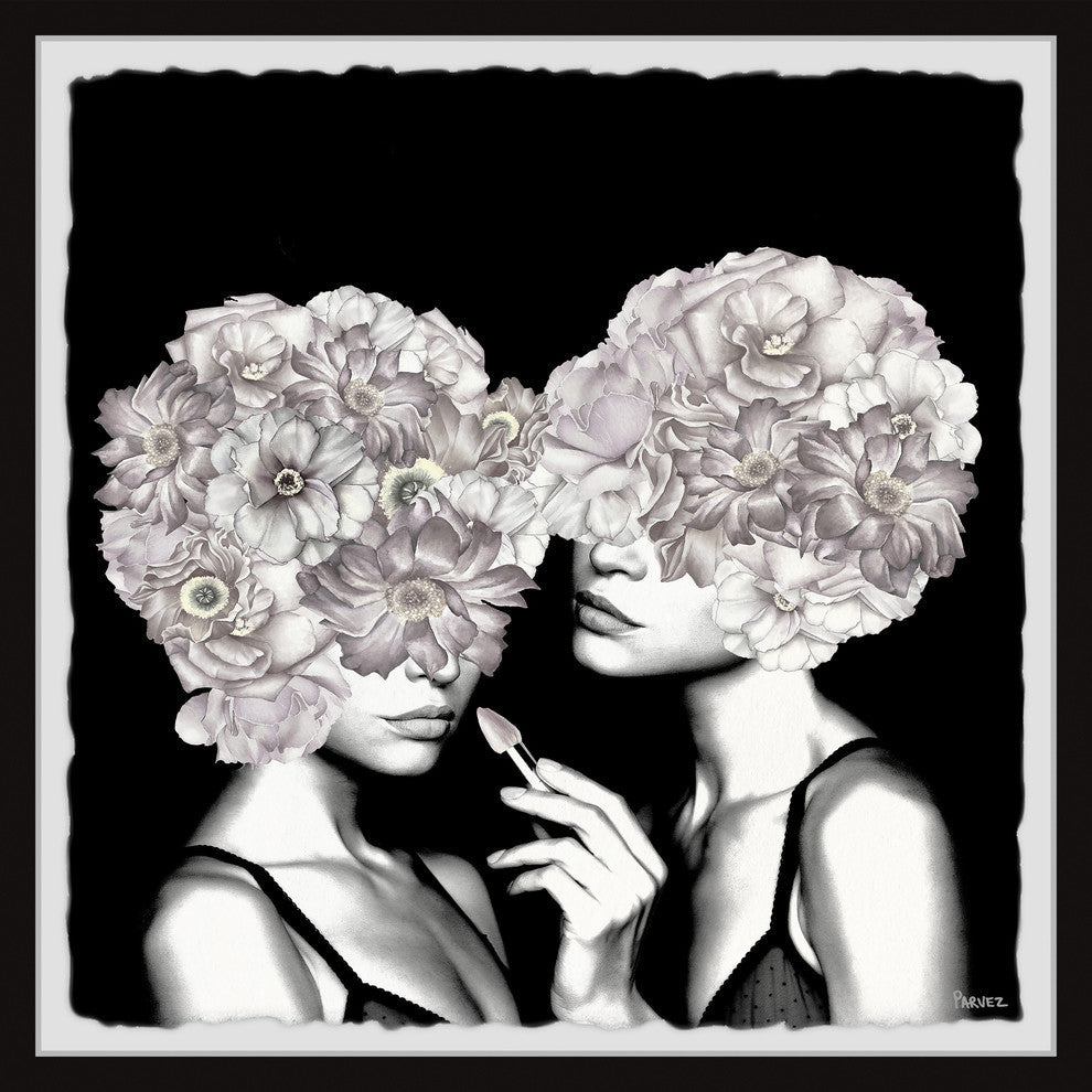 "Flower Head Twins" Framed Painting Print, 12"x12"