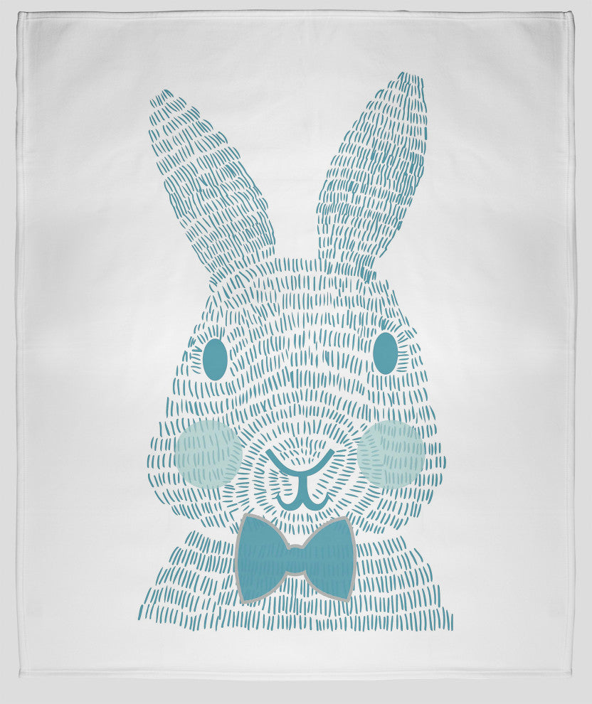 60 x 80 in Monochrome Easter Bunny Throw Blanket, Explorer Blue