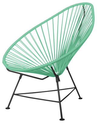 Acapulco Indoor/Outdoor Handmade Lounge Chair, Mint Weave, Black Frame