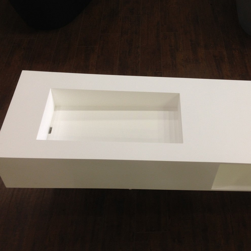 ADM Rectangular Countertop Sink, White, 48", Matte White
