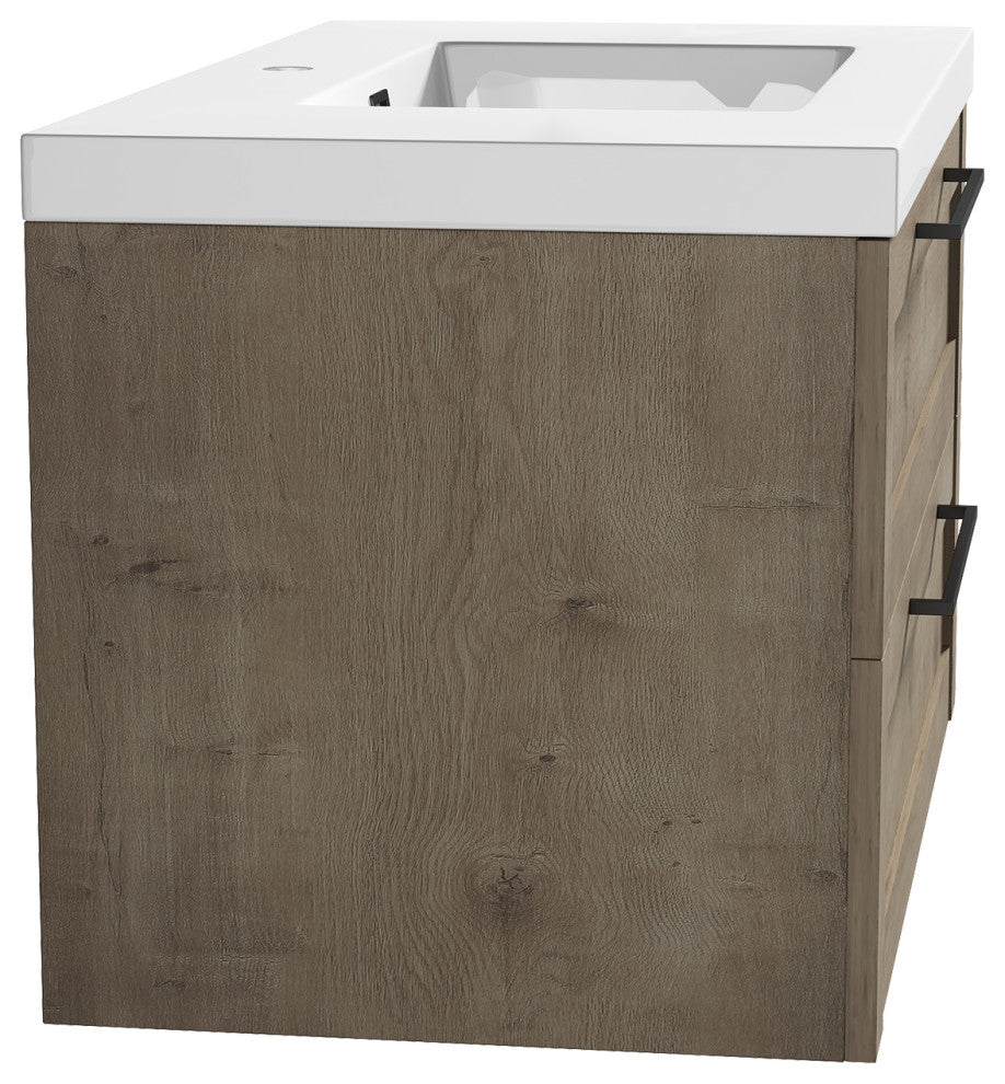 The Cosmo Wall Mounted Modern Bathroom Vanity, Eve, 36"