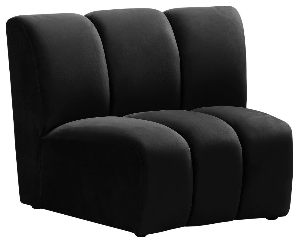 Infinity Channel Tufted Velvet Modular Chair, Black, 1 Piece
