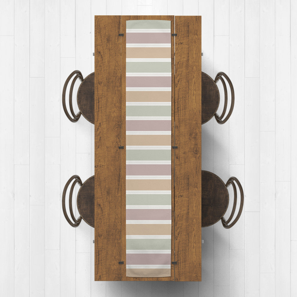 Soft Neutral Stripes 16x90 Cotton Twill Runner