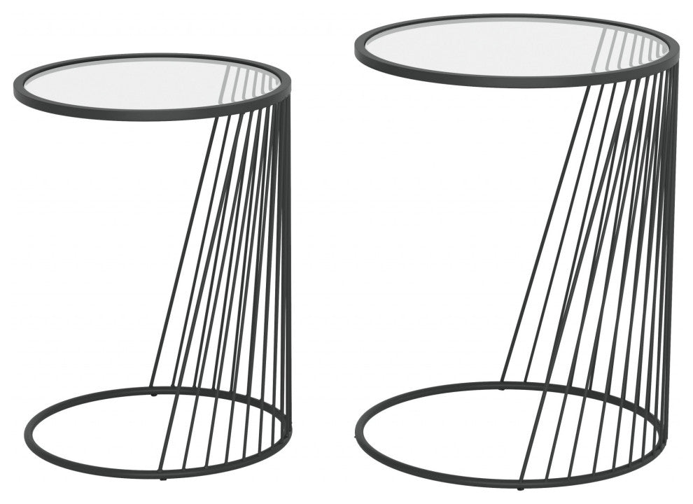 Shine Nesting Tables Set Clear and Black