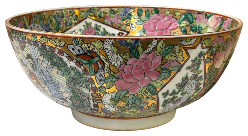 Chinese Vintage Famille Rose People Scenery Porcelain Art Bowl Hws4399