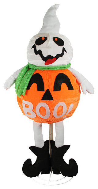 35" Ghost In A Pumpkin Costume, 35 Warm White LED Lights