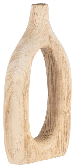 Wood, 14"H Cut-Out Vase, Natural