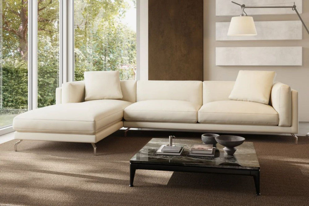 Valencia Zadar Leather 3 Seats & Left Chaise ,Beige