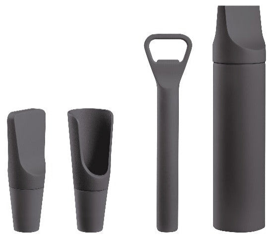 Ilo Set of 4 Wine Accessories, Magnet/Charcoal