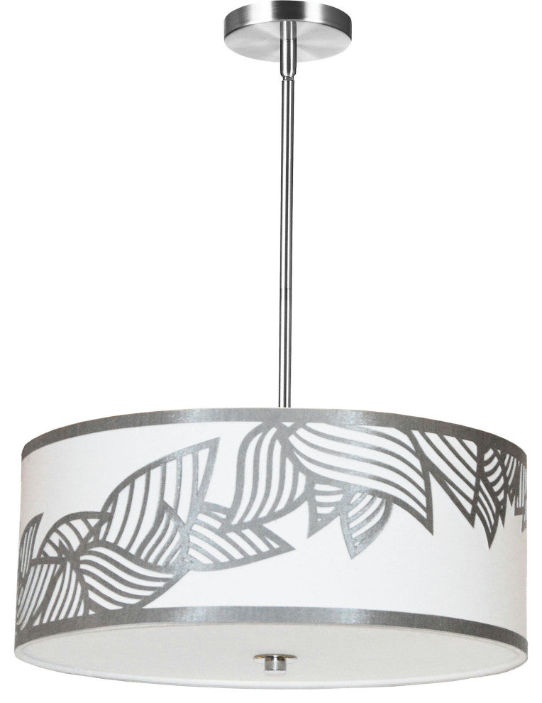 4 Light Pendant Polished Chrome Silver and White Shade