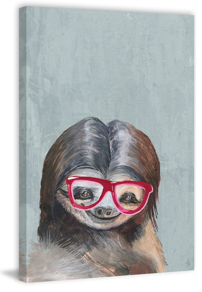 "Nerdy Sloth II" Painting Print on Wrapped Canvas, 30"x45"