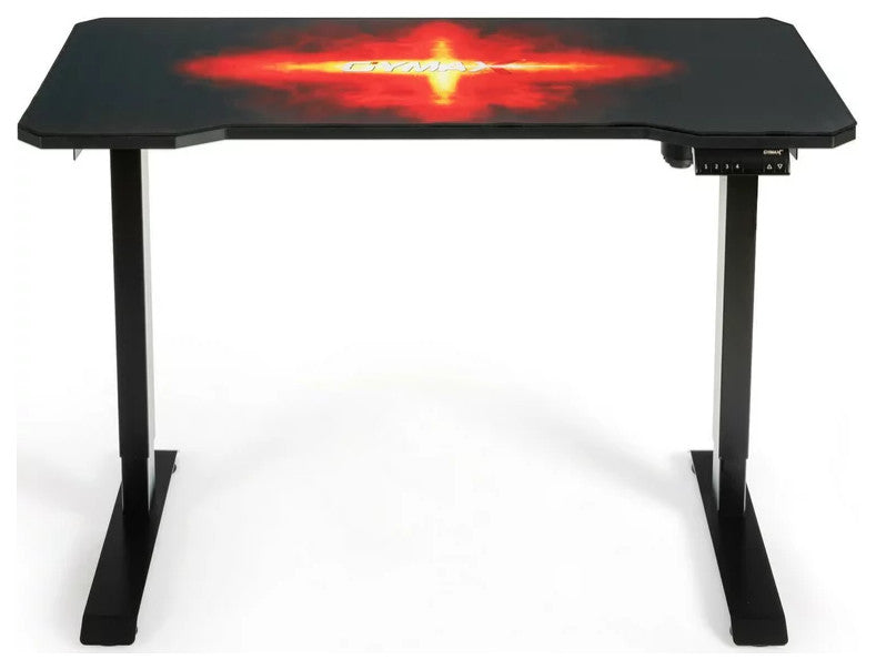 Electric Gaming Desk, Adjustable Carbon Fiber Top With Curved Silhouette, Black