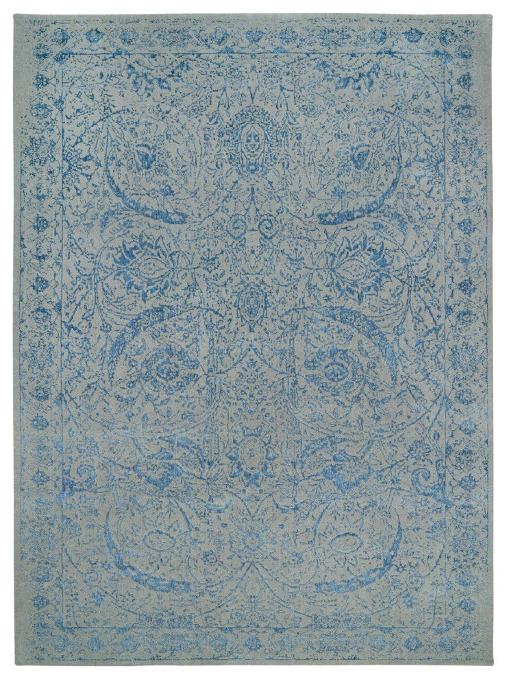 Gray, Fine Jacquard Hand Loomed, Wool and Silk, Oversized, Rug, 11'10" x 18'0"