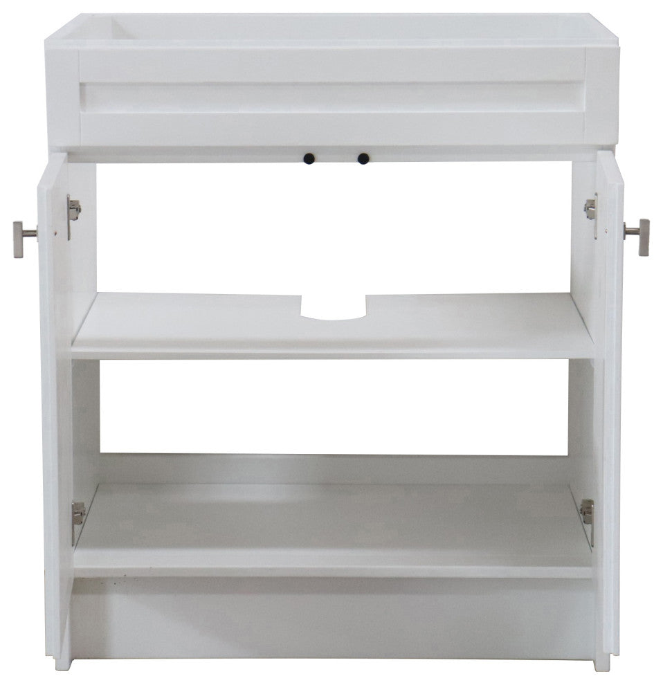 SmartFold 30" Single Sink Vanity Cabinet, White Finish, Nickel Hardware