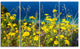 Wild Yellow Flowers over Sea Coast, Large Flower Canvas Print, 48"x28", 4 Panels