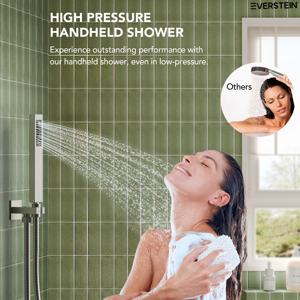 LED Temperature Digital Display Shower System With Body Jets, Brushed Nickel, 12 Inches