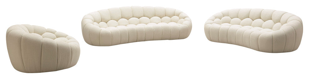 Divani Casa Yolonda Modern Curved Off-White Fabric Sofa Set
