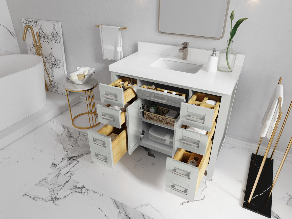 Cambridge 42 Single Sink Bath Vanity in Coventry Gray 2" Calacatta Nuvo