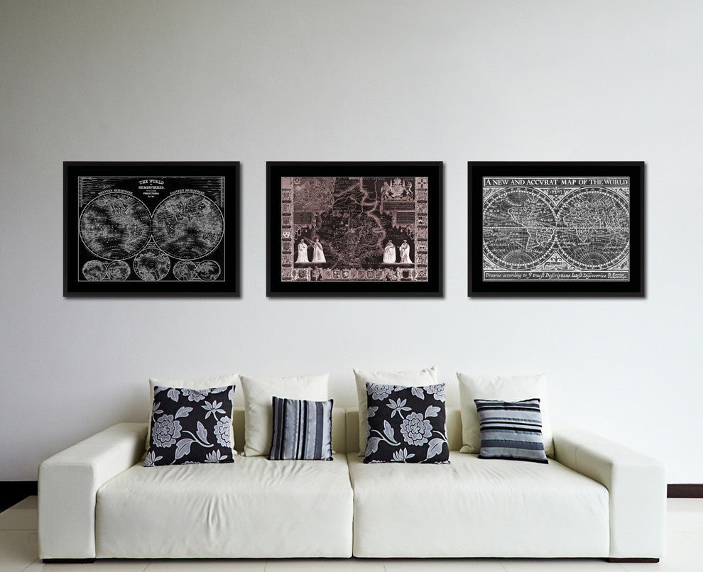 Cambridgeshire Vintage Vivid Sepia Map Canvas, 28"x37"